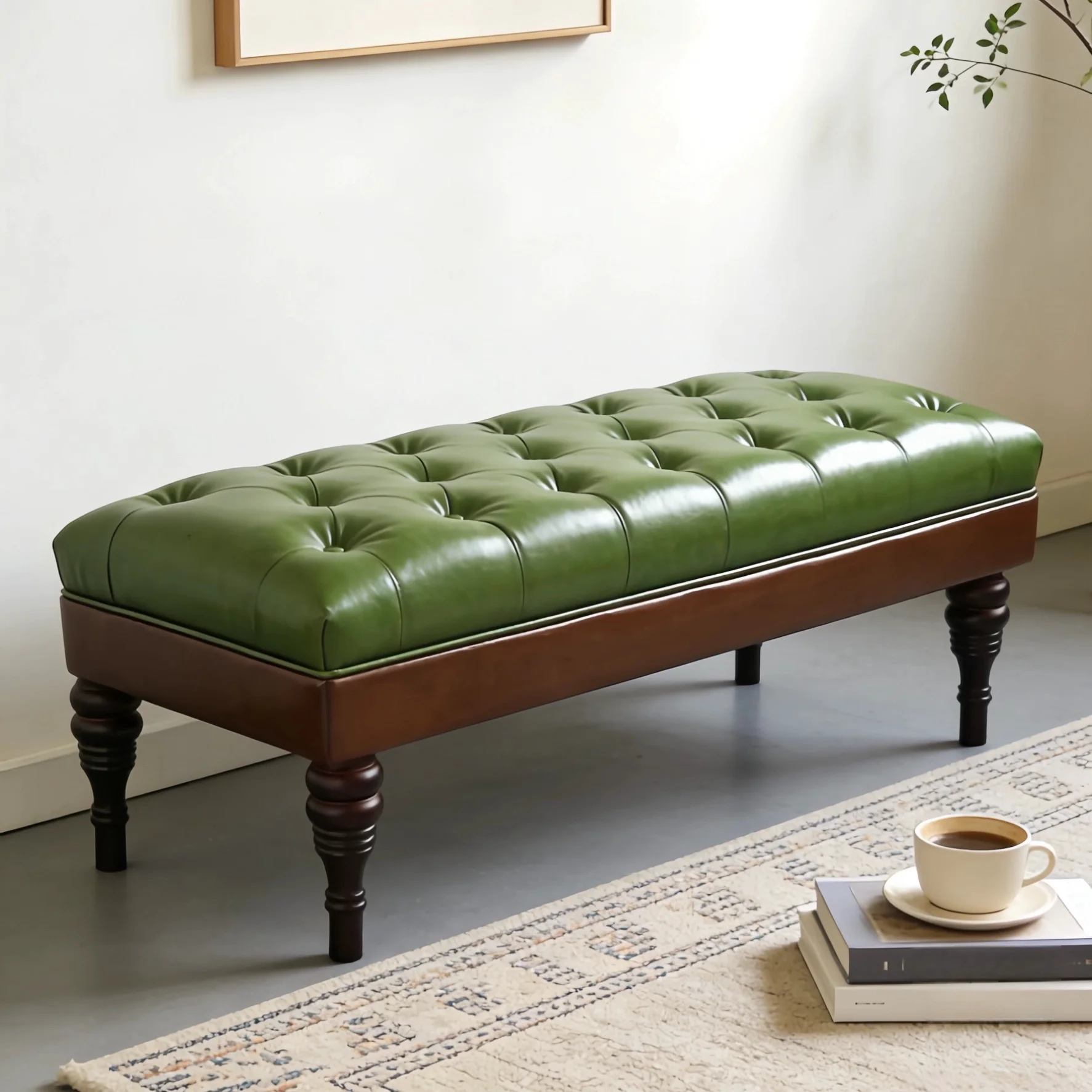 Retro Industrial Loft Leather Bench Multi Use for Piano Bed End and Shoe Changing