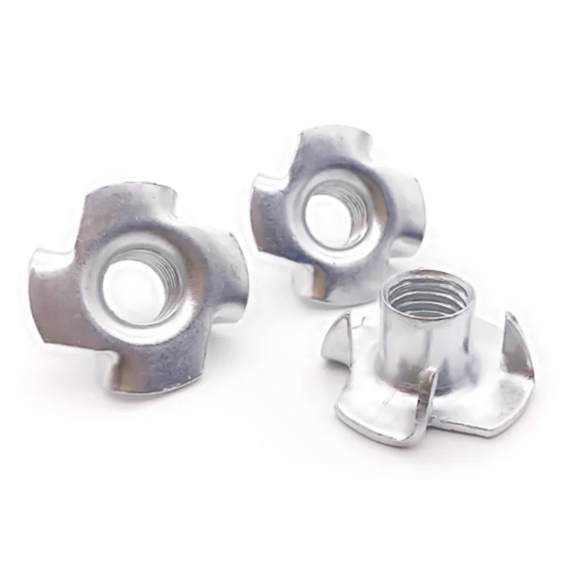 Porca de alto-falante com quatro garras banhada a zinco, porca em t, porca em t cego, ferragens para móveis m3 m4 m5 m6 m8 m10 m12