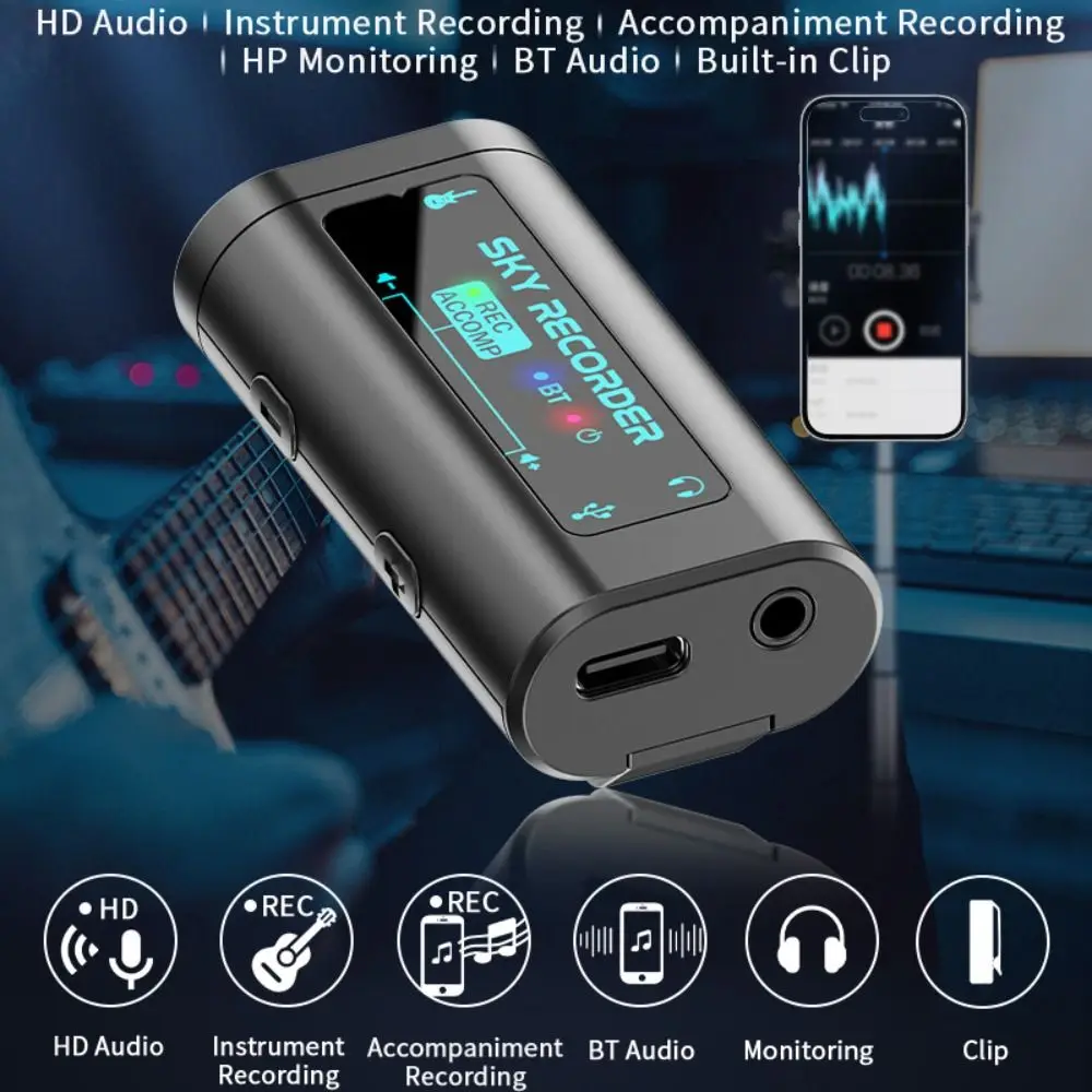 Plug-and-play Internal Recording Sound Card Classic Black Clip on Recording Sound Card ABS Convenient To Carry