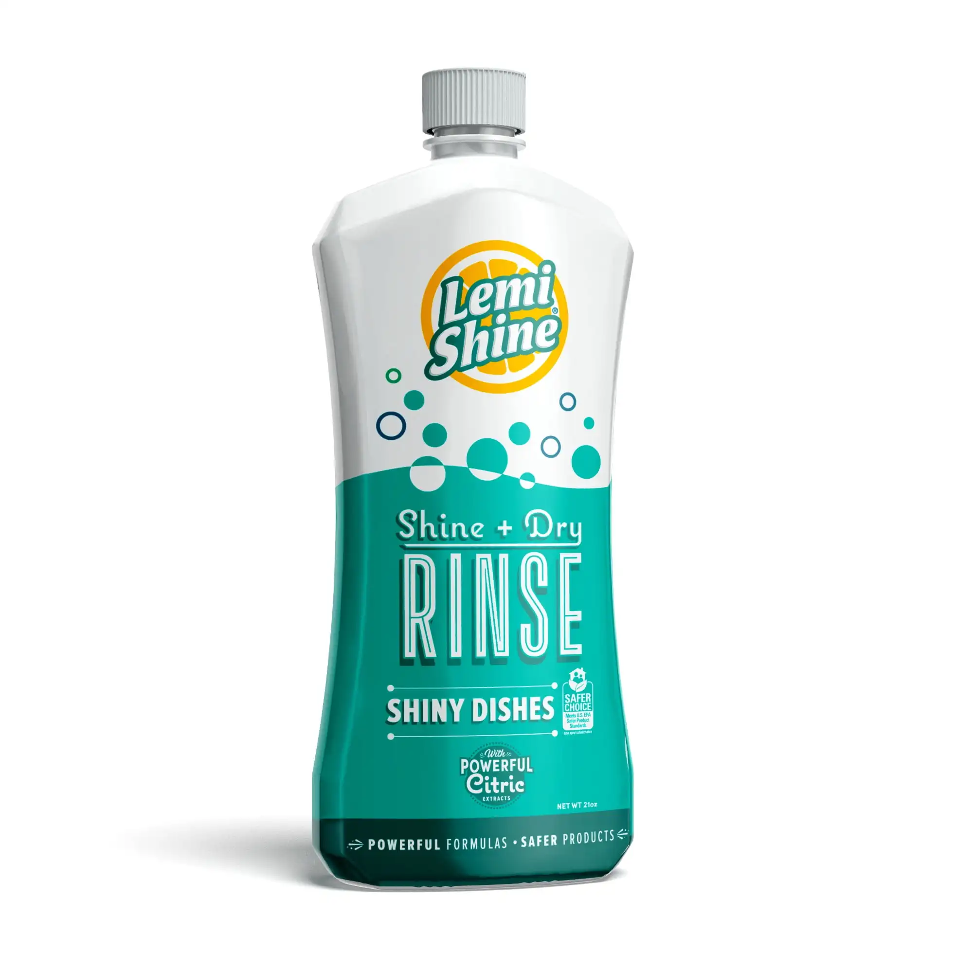 

Liquid Rinse Aid Lemon Scent 21 Ounce Sparkling streak free shine Deodorizes No phosphates artificial fillers or dyes