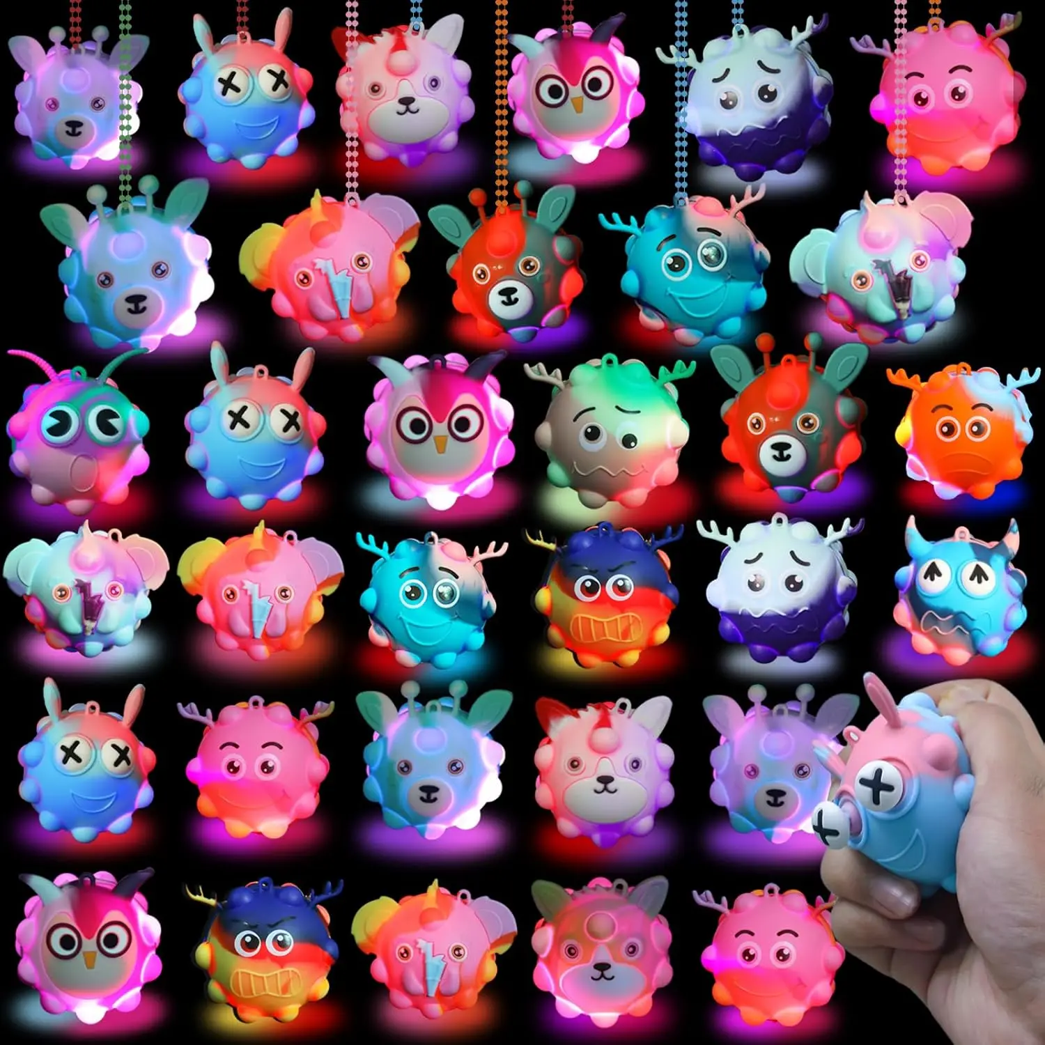 

48-Pack Glow-in-Dark Pop Fidget Balls, Stress Relief Toys for Parties, Classroom Prizes & Stocking Stuffers