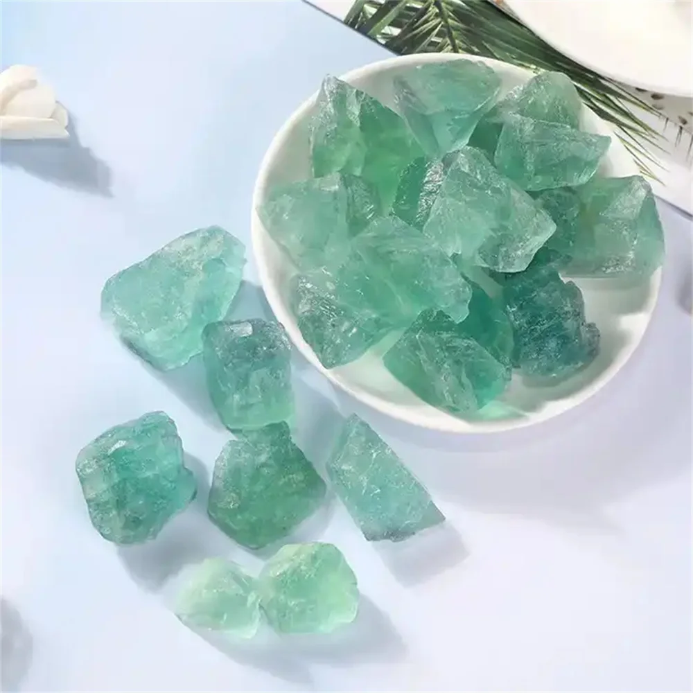 Wholesale Irregular Shape Natural Raw Crystals Green Fluorite Tumbled Stones for Ornament