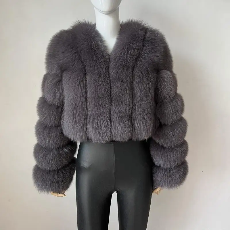 2023 New Short Style Real Fox Fur Coat Winter Woman Natural Warm Fashion Luxury