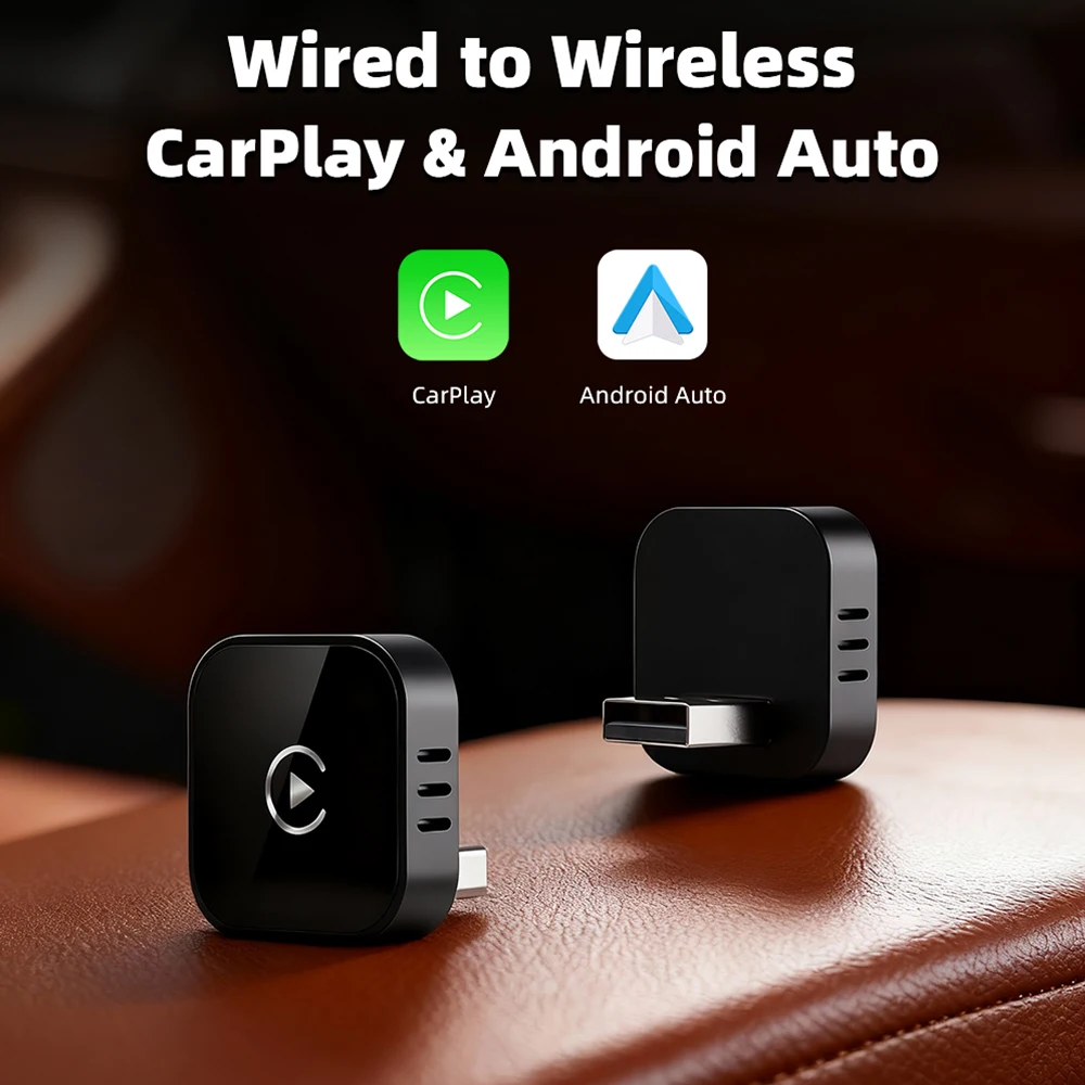 EKIY 2in1 Wireless CarPlay Adapter Wireless Android Auto Dongle AI Smart Box Car Intelligent Systems For Car With Wired CarPlay