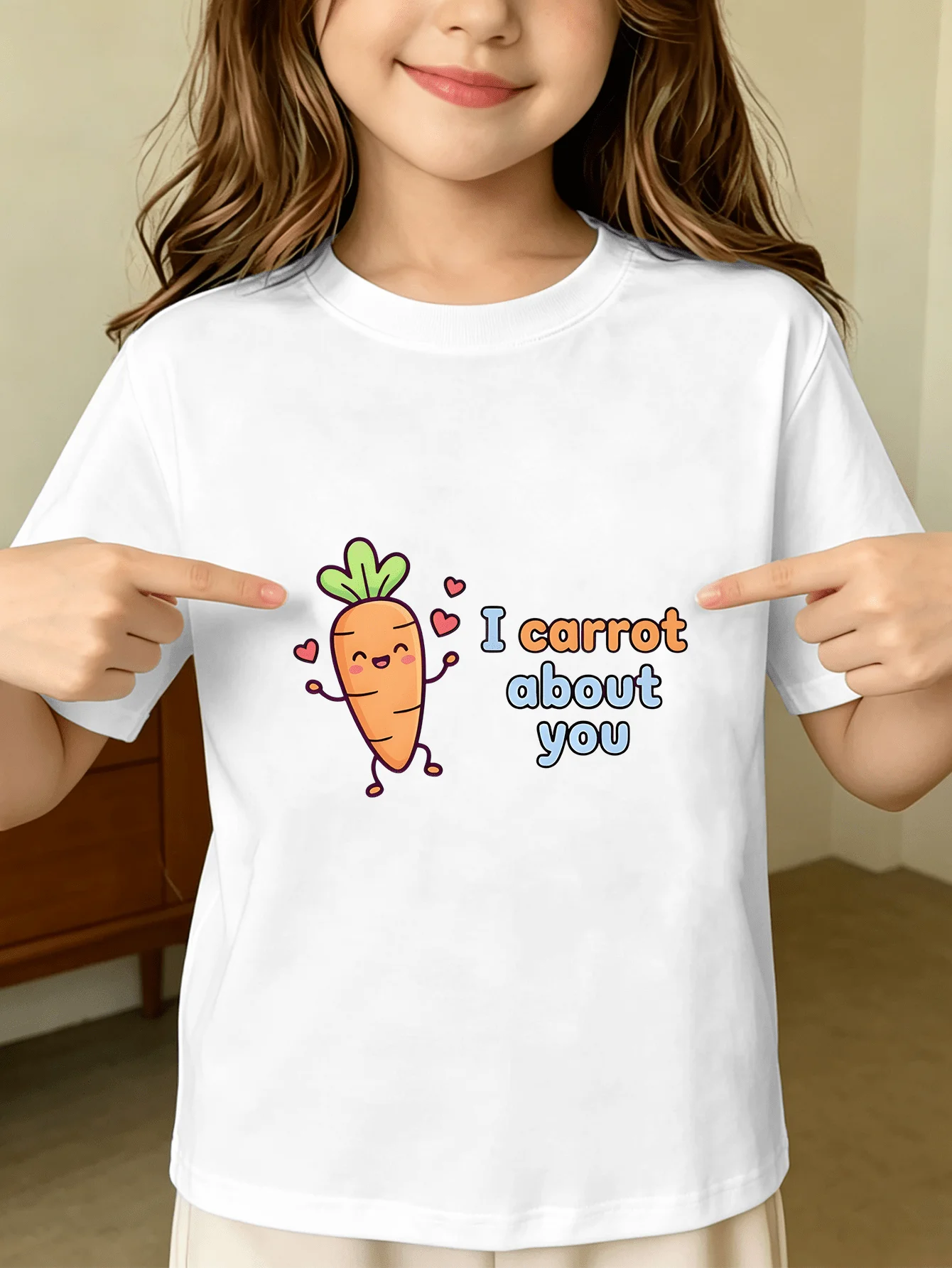 Family Matching T Shirt Cute Carrot Pun Slogan Graphic Print Short Sleeve Cotton Tee For Boys Girls Kids Daily Casual Wear
