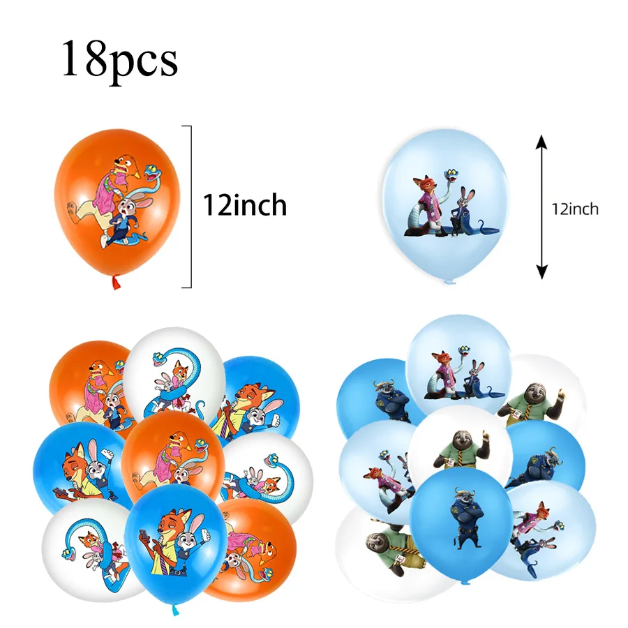 주토피아 생일 파티 장식 풍선 세트 닉과 주디 풍선 어린이 생일 크리스마스 파티 용품 선물 장식