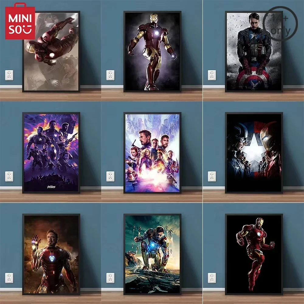 MINISO Marvel superhéroes vengadores Spider-Man Hulk Iron Man salón dormitorio arte decorativo póster Mural lienzo pintura impresa