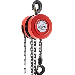 Hand Chain Hoist, 4400 lbs /2 Ton Capacity Chain Block 8ft/2.5m Lift Manual Industrial-Grade Steel Construction for Lifting Good