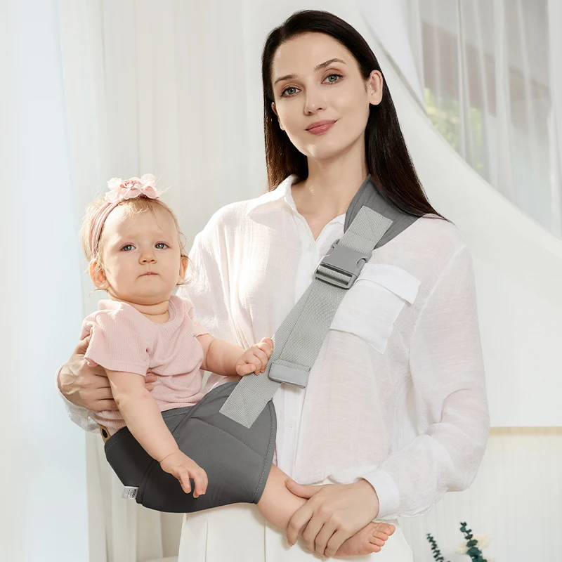 حاملة حبال الأطفال - قابلة للتنفس وقابلة للتعديل، تصميم مضاد للانزلاق للأطفال من عمر 0 إلى 36 شهرًا، حامل مريح بدون استخدام اليدين