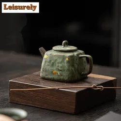 200ml High End Bronze Glaze Teapot Handmade Old Rock Mud Square Pot Tea Maker Kettle Tieguanyin Kung Fu Teaware Collection Gift