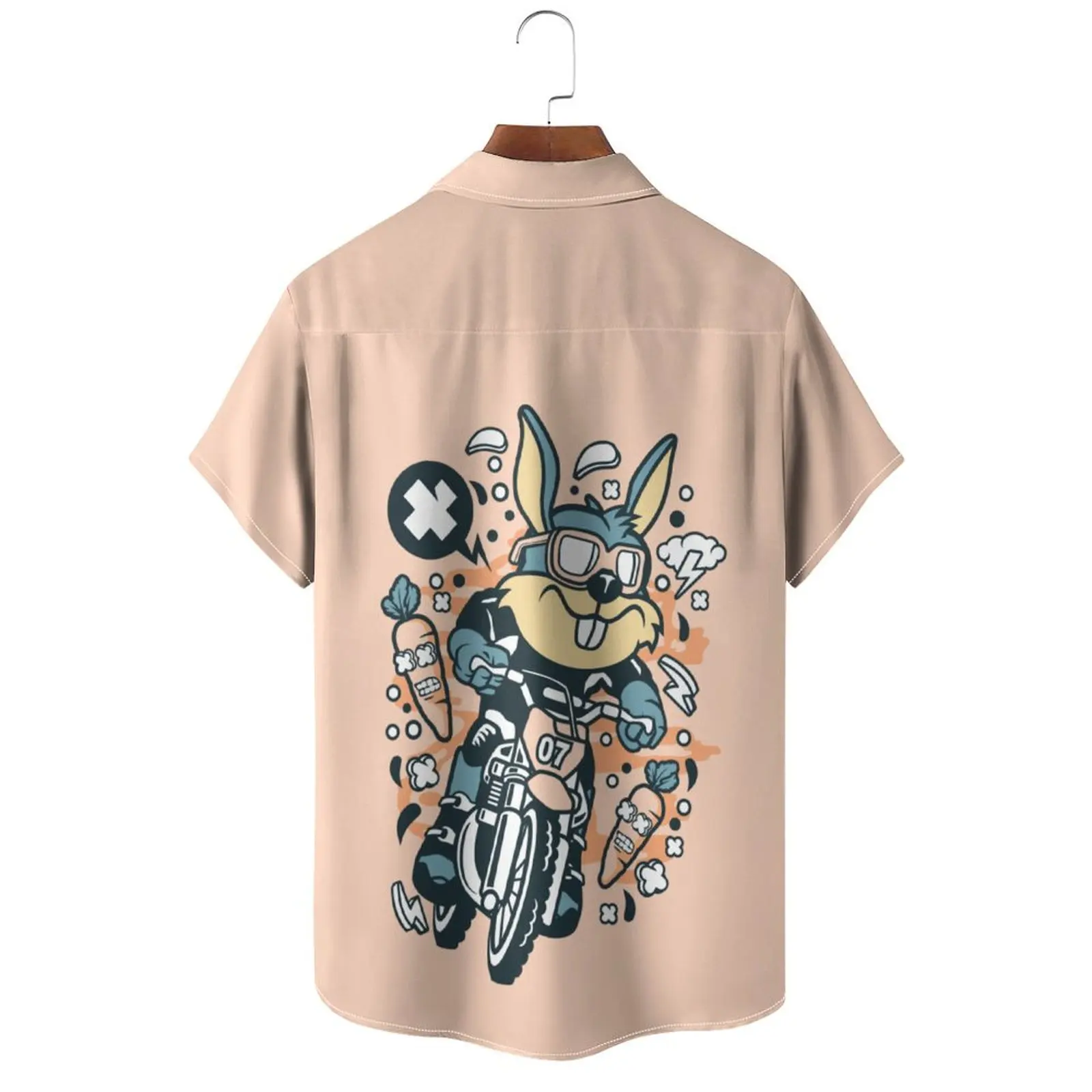 Rabbit Motocross Men Tee Illustration  Shirt Casual Male Tops Mens Clothing Streetwear shirt Men t-shirts White  Shirt