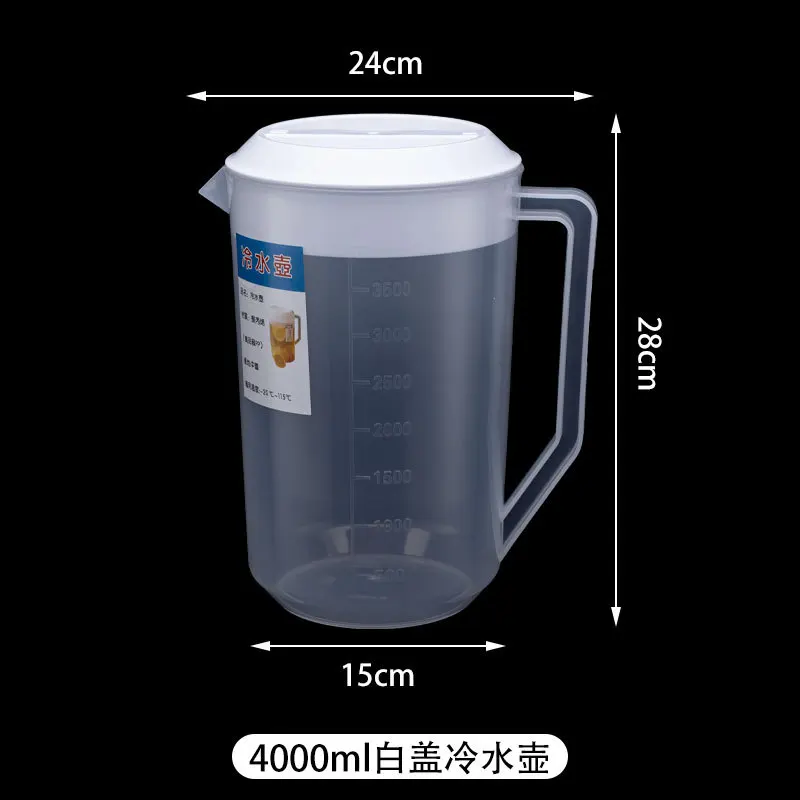 

4000Ml Large Capacity Water Pitcher Reusable Plastic Beverage Jug Cold Hot Drinks Tea Coffee Vintage Style Kitchen Office Use