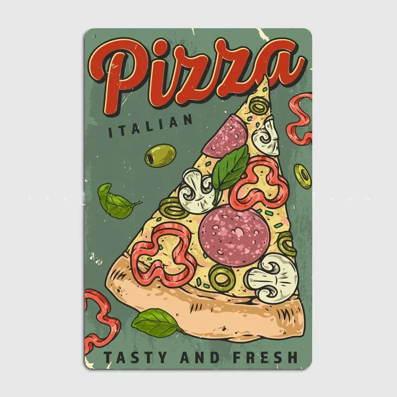 Pizza Italian Ristorante Metal Sign Poster Garage Living Room Decor Sign Cinema Living Custom Tin Vintage Home Decoration Wall