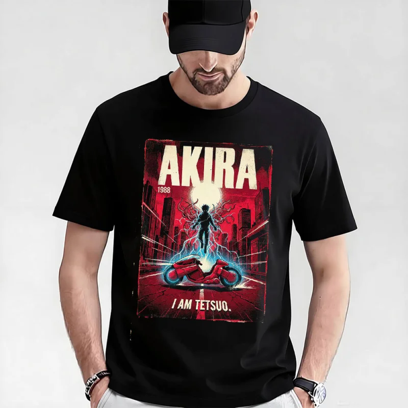 

0325 Otomo Akira Anime T Shirt Cyberpunk Manga City explosion Graphic clothes cyber mecha Neo-Tokyo Streetwear All size tops
