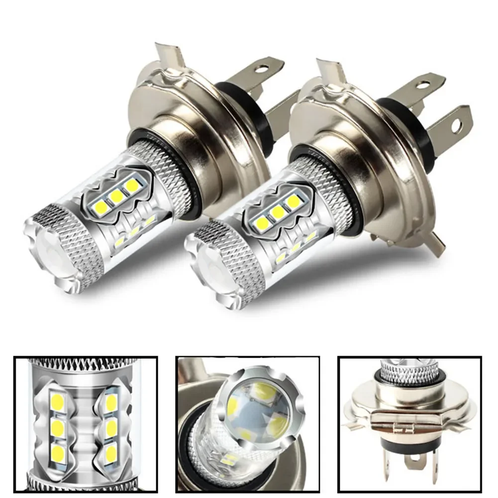 

2Pcs H4 Super Bright 80W LED Headlight Fog DRL Bulbs High/Low Beam 6000K White Lamps For Car 12V H4 Fog Lights