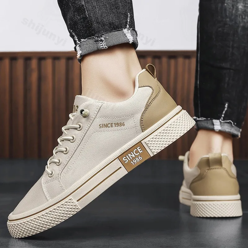 

Breathable Comfortable Concise Designed Casual Canvas Shoes for Men 2025 Autumn Fashion Low Top Versatile Non Slip Flat Sneakers