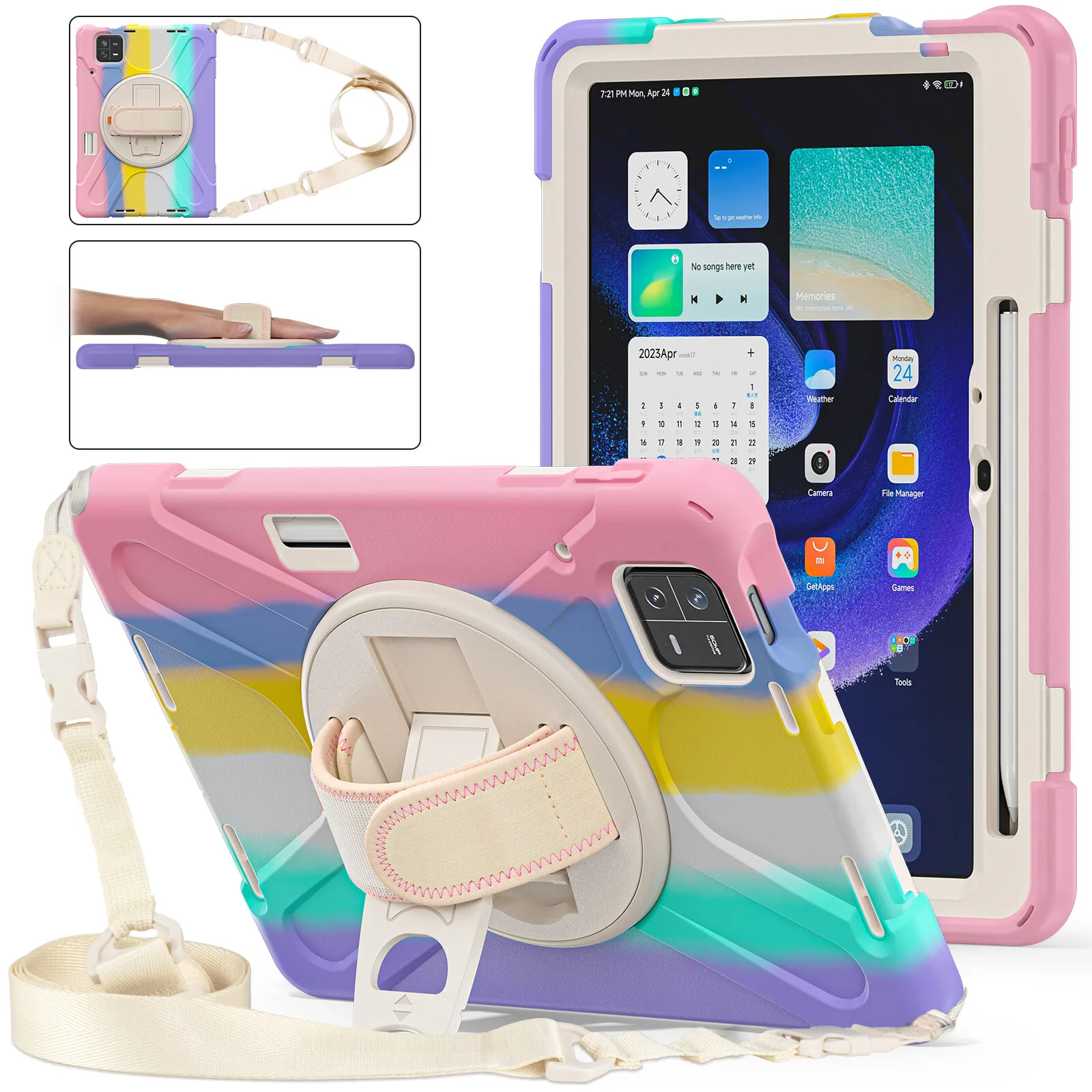 

Rainbow Shockproof Heavy Duty Kids Safe Case for Xiaomi MiPad 5 Pro MiPad 6 Pro 11 inch with Handle Stand Casing Cover