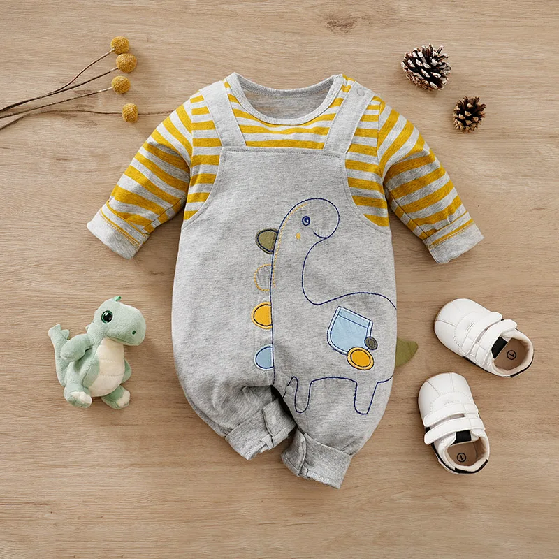 Baby Boy Clothes Newborn Cartoon Dinosaur Costume Cotton Girl Romper Onesie Birth Infant Toddler Fall Jumpsuit Babygrow Overalls