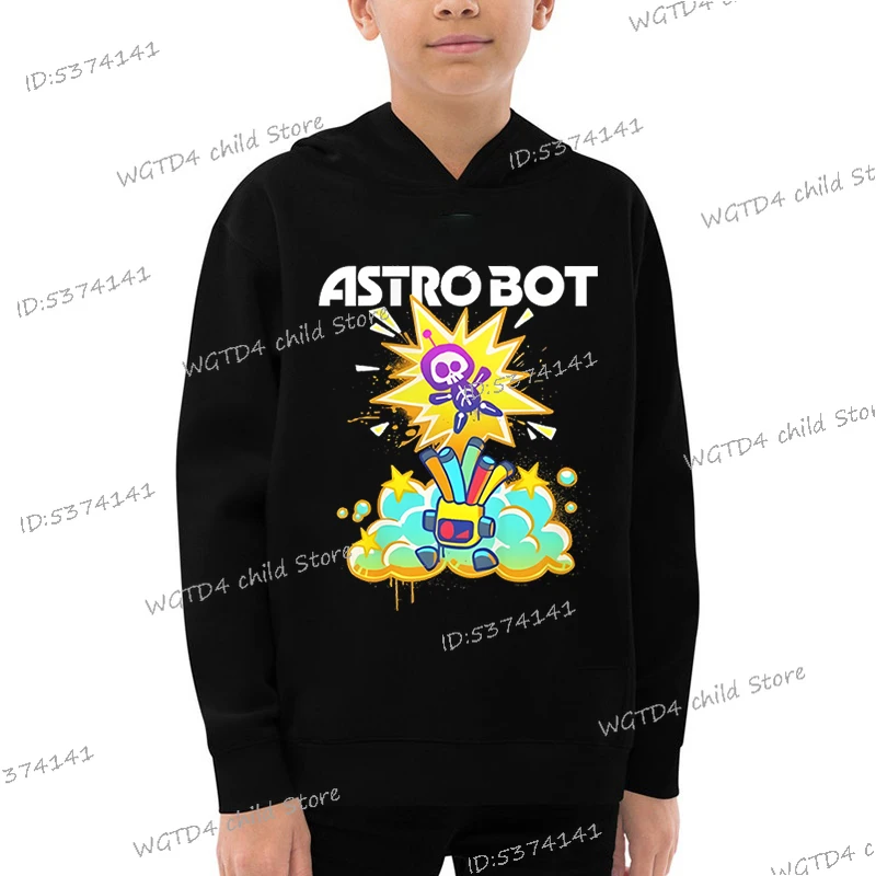 Pop Game ASTRO BOT Print Hoodie Kids Cartoon Long Sleeve Graphic Hooded Playroom Game Pullover Astros Robot Boy Girl Sweatshirts