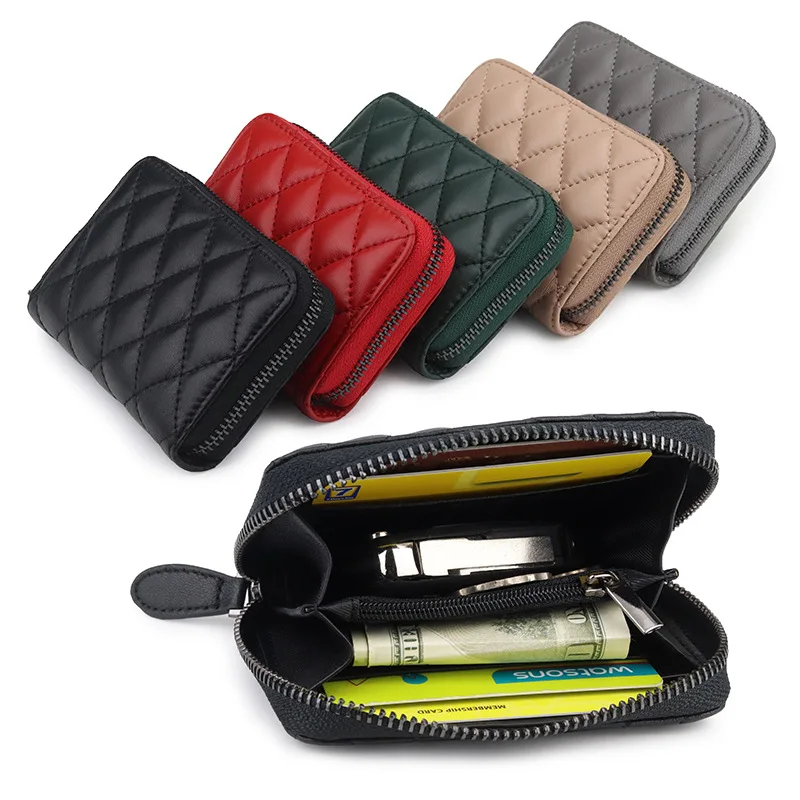 

New Short Zipper Change Pocket Genuine Leather Mini Coin Bag Sheepskin Small Coin Purse Girl Female Multi-function Coin Purses