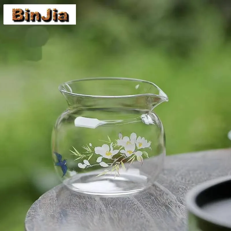 زهرة صغيرة الفن مقاومة للحرارة إبريق الشاي الزجاجي الجمالية معرض كوب تخدم تشا هاي القهوة العدالة اكسسوارات الشاي