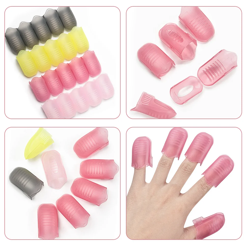 

20Pcs Nail Clip Tool for Gel Nails Adjustable Plastic Cap Clips Deep Pink Grey Yellow Fits All Sizes Long Use