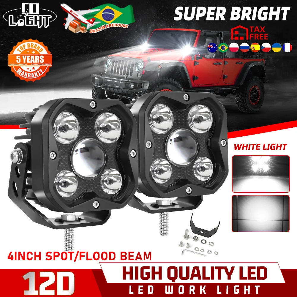 

CO LIGHT 4 Inch Super Bright LED Work Head Light Spot/Flood Beam Offroad Light For Motorcycle Offroad Truck BUS ATV UTV 12V 24V