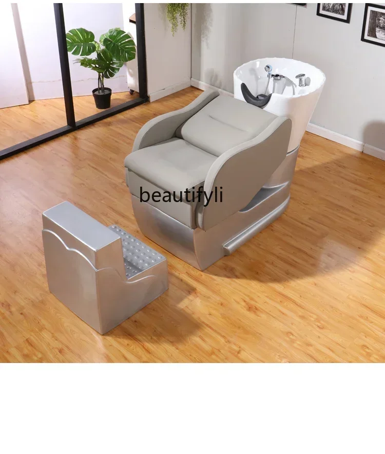 Hair Salon Hair Saloon Dedicated Half Lying Shampoo Chair Half Lying Punch Bed Ceramic Deep Basin Shampoo Chair