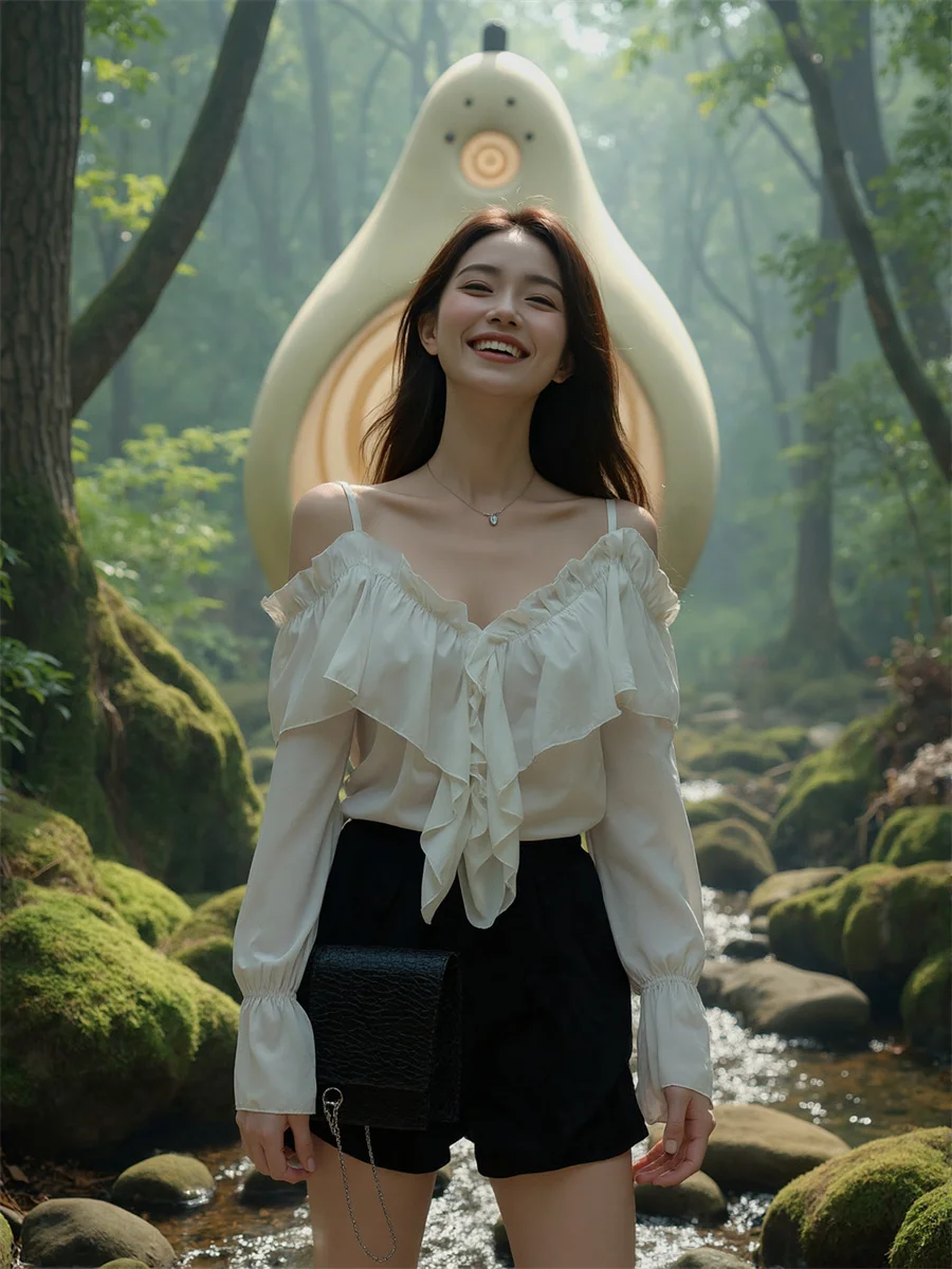 بلوزات كبيرة الحجم للسيدات بلون أسود أنيق من القطن الأبيض بأكمام قصيرة من الكتان الكوري موضة خريف أنثوية طويلة