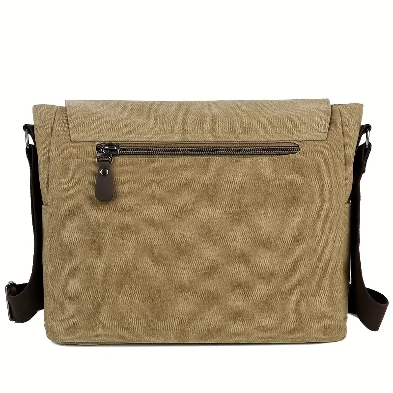 Retro Canvas Messenger-Tasche für Herren Große Laptop-Tasche Lässige Umhängetasche für Freizeitaktivitäten Tägliche Pendler-Tasche, Schultaschen College-Taschen – Detail 4