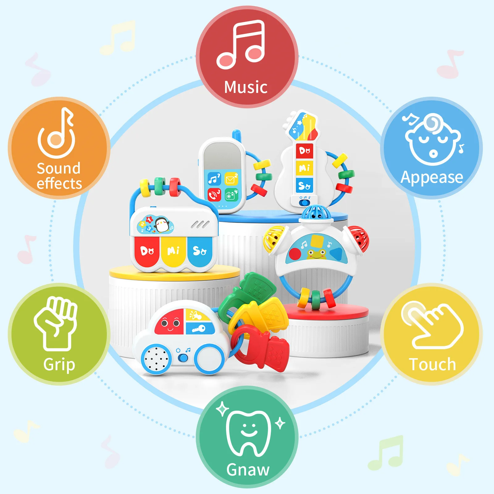 Mainan musik bayi, dengan suara hewan, Keyboard Piano listrik berkedip, instrumen musik mainan pendidikan dini untuk anak-anak