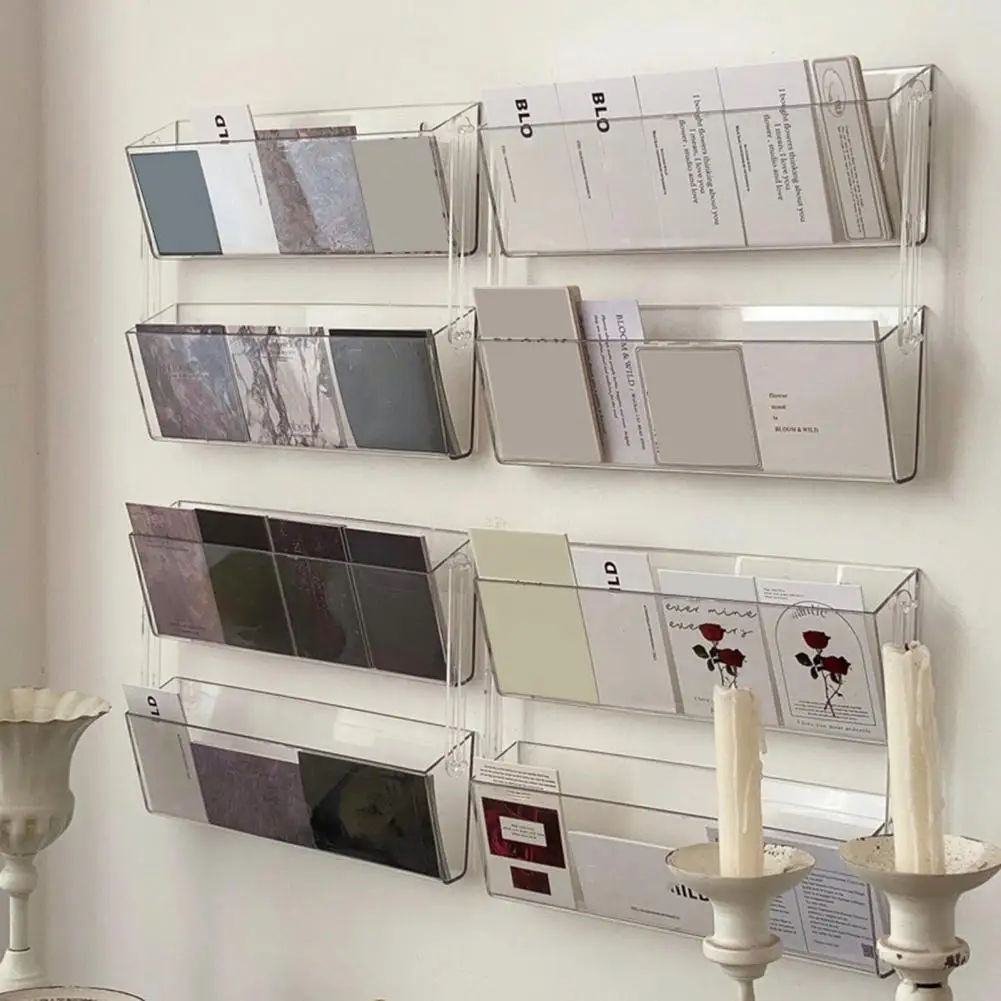Storage Rack Acrylic Card Storage Rack Transparent Wall-mounted Acrylic Brochure Holder with Capacity for Easy for Pamphlets
