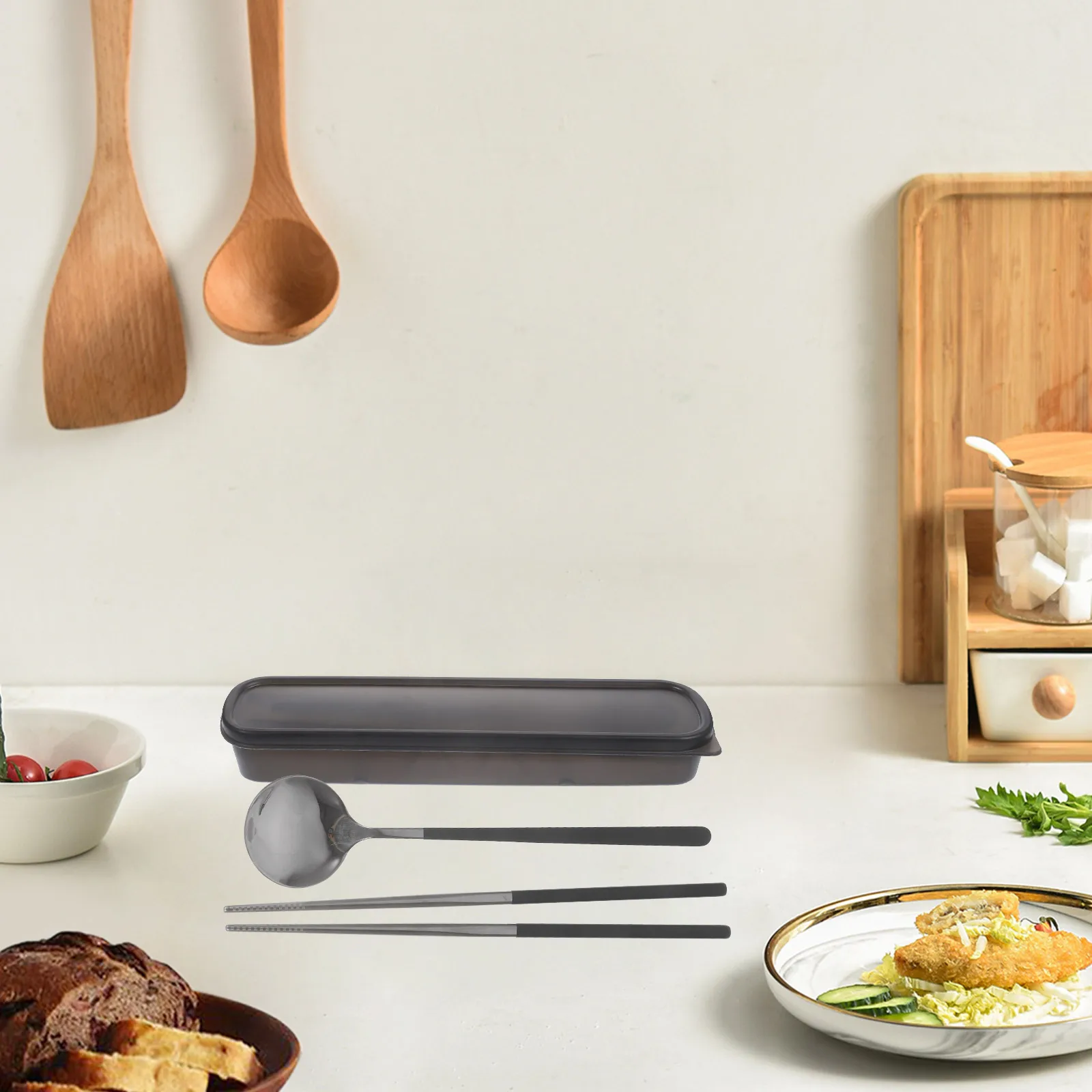 

1 Stainless Steel Spoon Chopsticks Kit Portable Flatware Tableware For Travel Outdoor Reusable Cutlery Set Kitchen Essentials