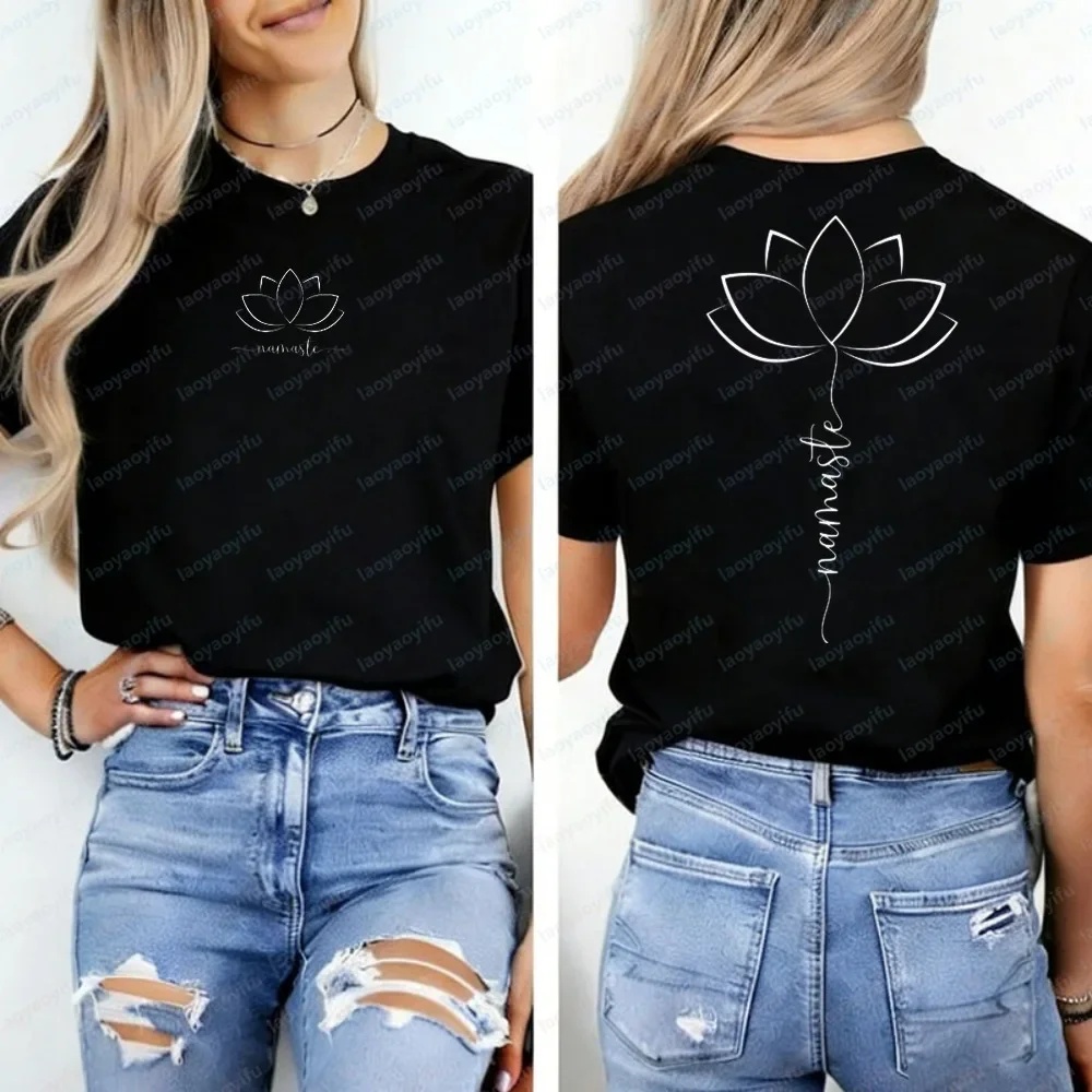 Yoga Shirt Women Namaste Sweatshirt Yoga Clothing Spiritual T-Shirt Pilates Top Meditation Lotus Shirt Fitness Casual Yoga Gift