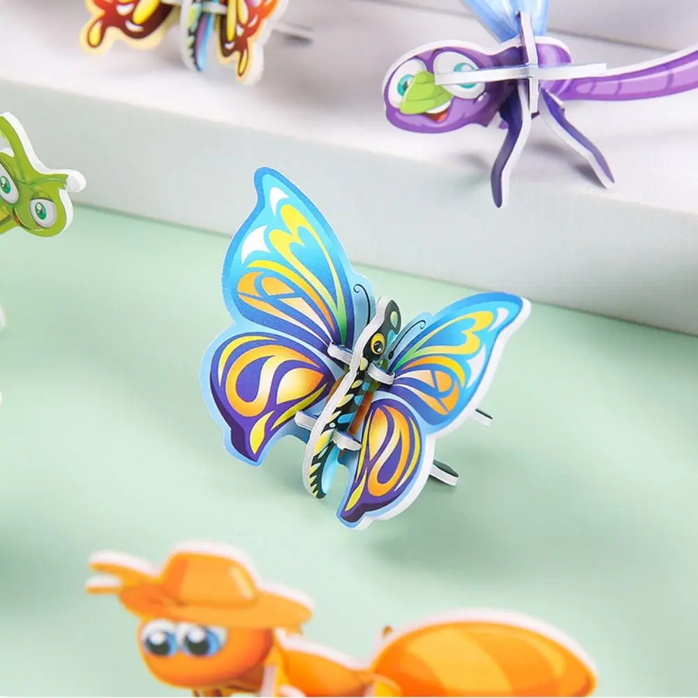 10pcs Funny Insect Paper Jigsaw Puzzles Cognition Insect DIY Handmade Paper Card Cartoon Handmade Paper Card 3D Puzzle