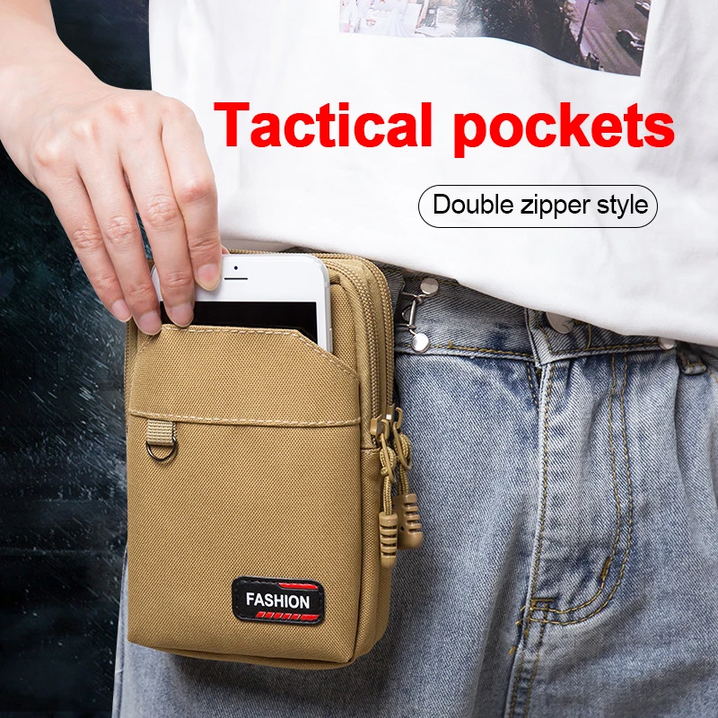 Nylon Tactical Bag Outdoor Molle Waist Fanny Pack Men Phone Pouch Camping Hunting Waist Bag EDC Gear Purses with Hook