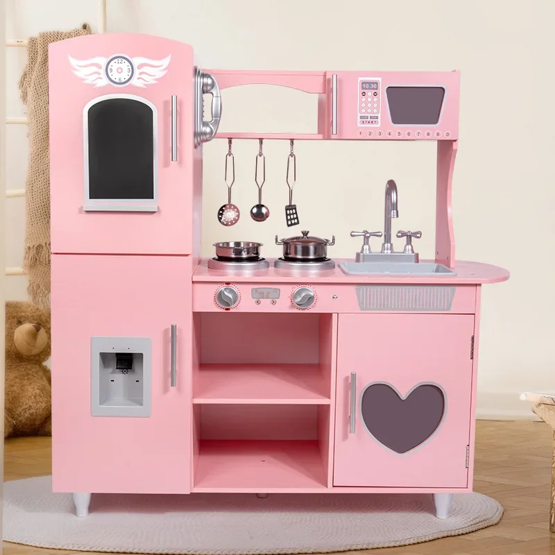 

Montessori Education Simulated Kitchen Playing House Children's Simulated Cooking Girls Toy Games Wooden Blocks Interactive Toys