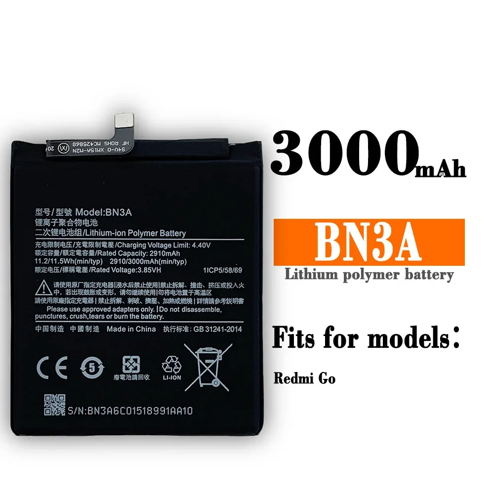 BN3A 3000mAh Battery For Xiaomi Redmi Go RedmiGo High Quality Mobile Phone Replacement Batteries