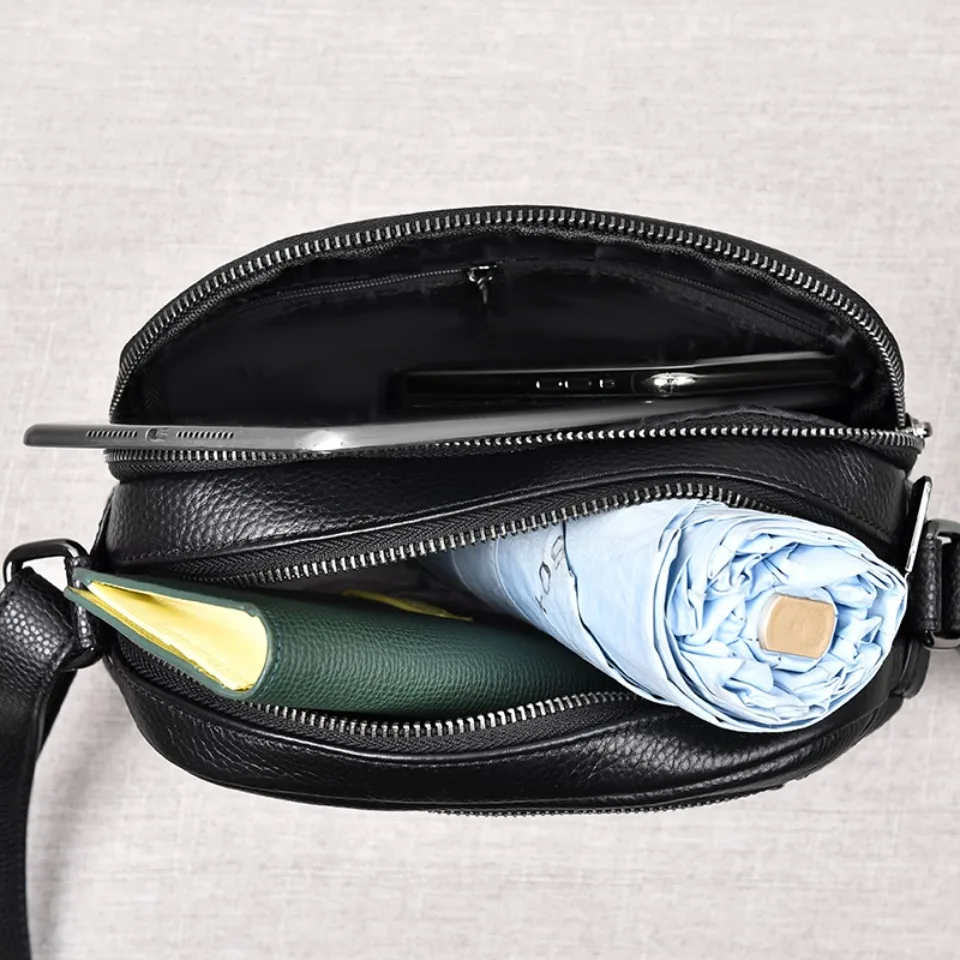100% Genuine Cowhide Two layers Luxury Shoulder Bag For Women Designer Solid Color Soft Crossbody Bag High Quality Purses Sac