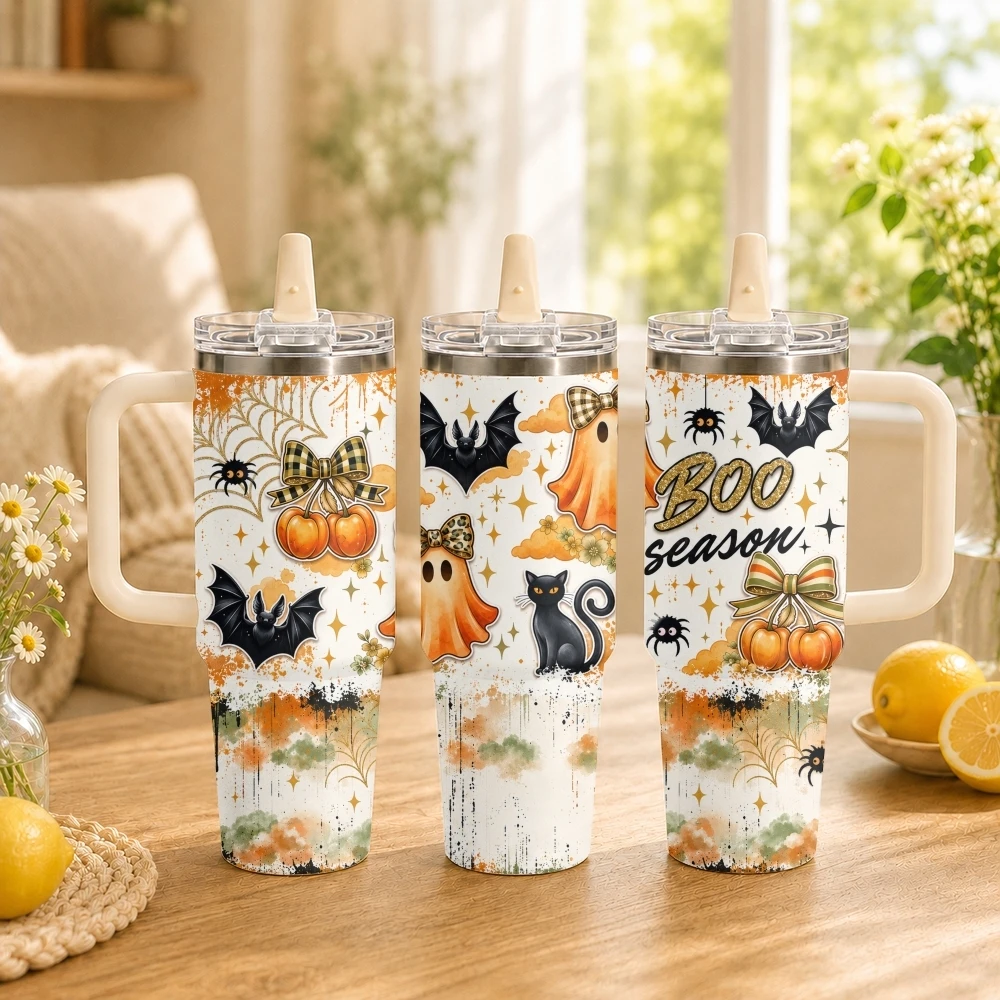 Haunt & Honey Halloween Vacuum Flasks 40oz Thermal Tumbler with Handle Stainless Steel Vacuum Insulated Water Portable Mug Cup