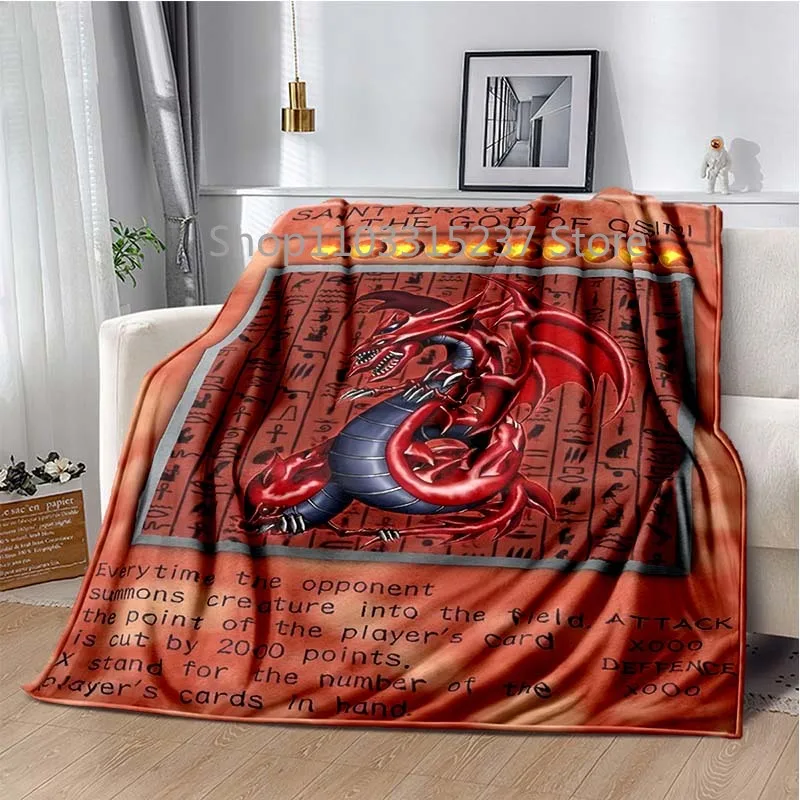 

Anime Yu Gi Oh Card Soft Plush Blanket Blue Eyes White Dragon Cartoon Bedspread Bedroom Home Decor