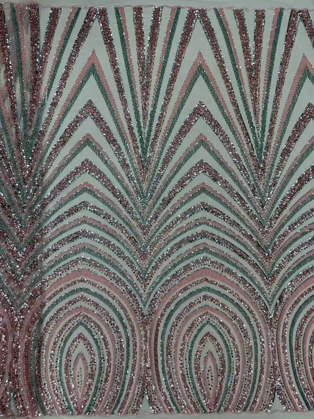 2026Elegant Superior Quality Heavy Soft Mesh Sequined Lace Fabric with Stones for Classic Wedding & Party Dresses NN6953_E