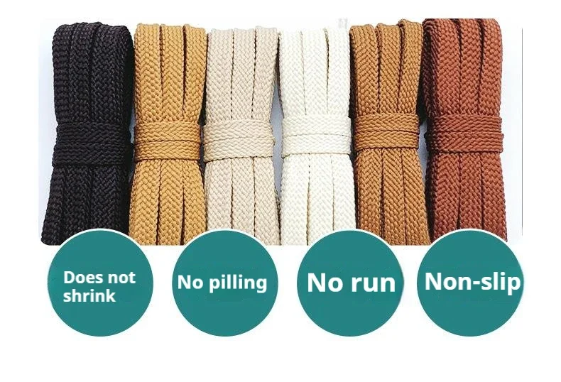 Einfarbige Flache Geflochtene Schnürsenkel, Langlebige Polyester-Ersatzschnürsenkel, Modische Schnürsenkel für Sneaker, Sport- und Freizeitschuhe – Detail 2