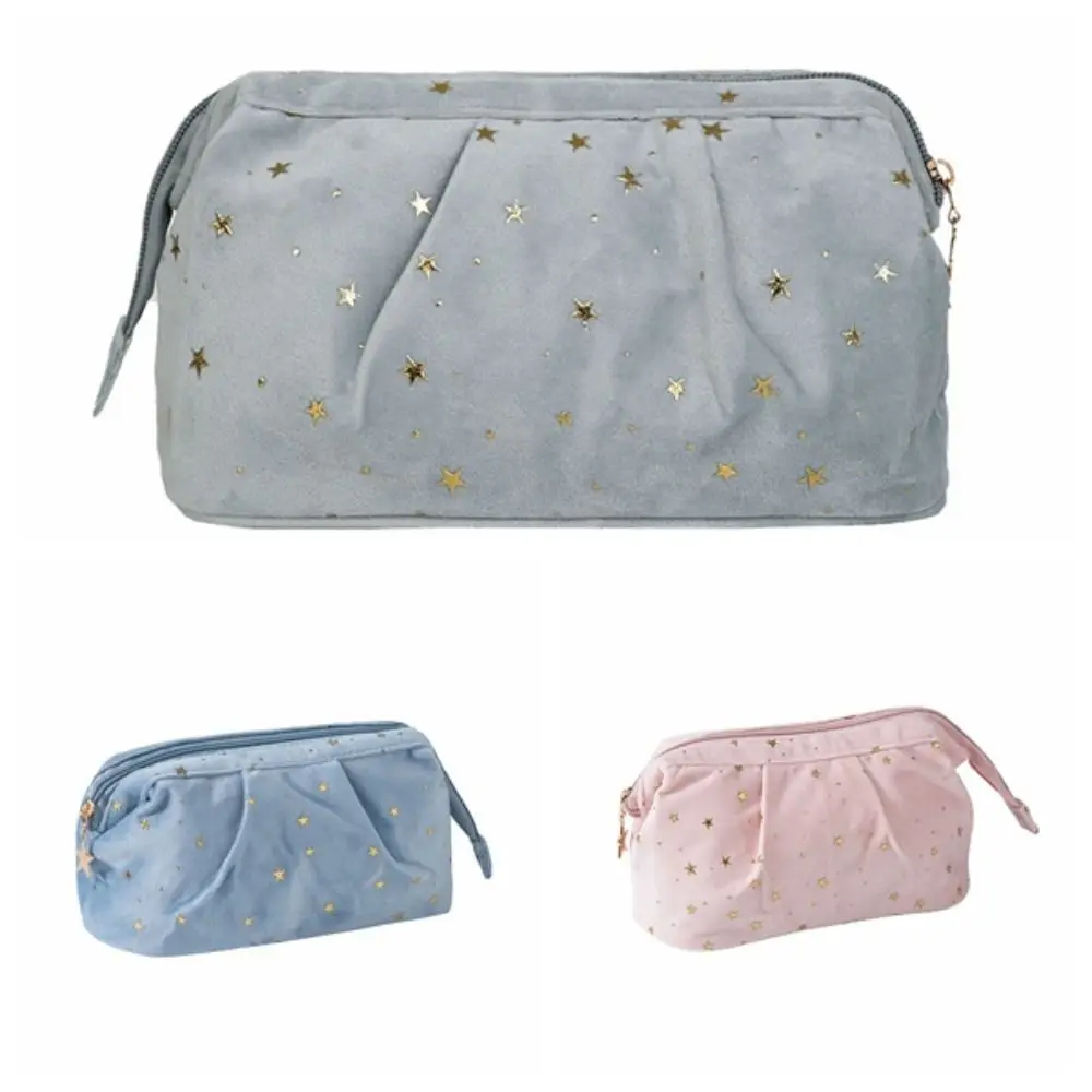 البرنز نجوم المخملية حقيبة مستحضرات التجميل غسل الحقيبة سعة كبيرة شل شكل حقيبة مستحضرات تجميل حقيبة يد سستة سطح المكتب حقيبة التخزين في الهواء الطلق