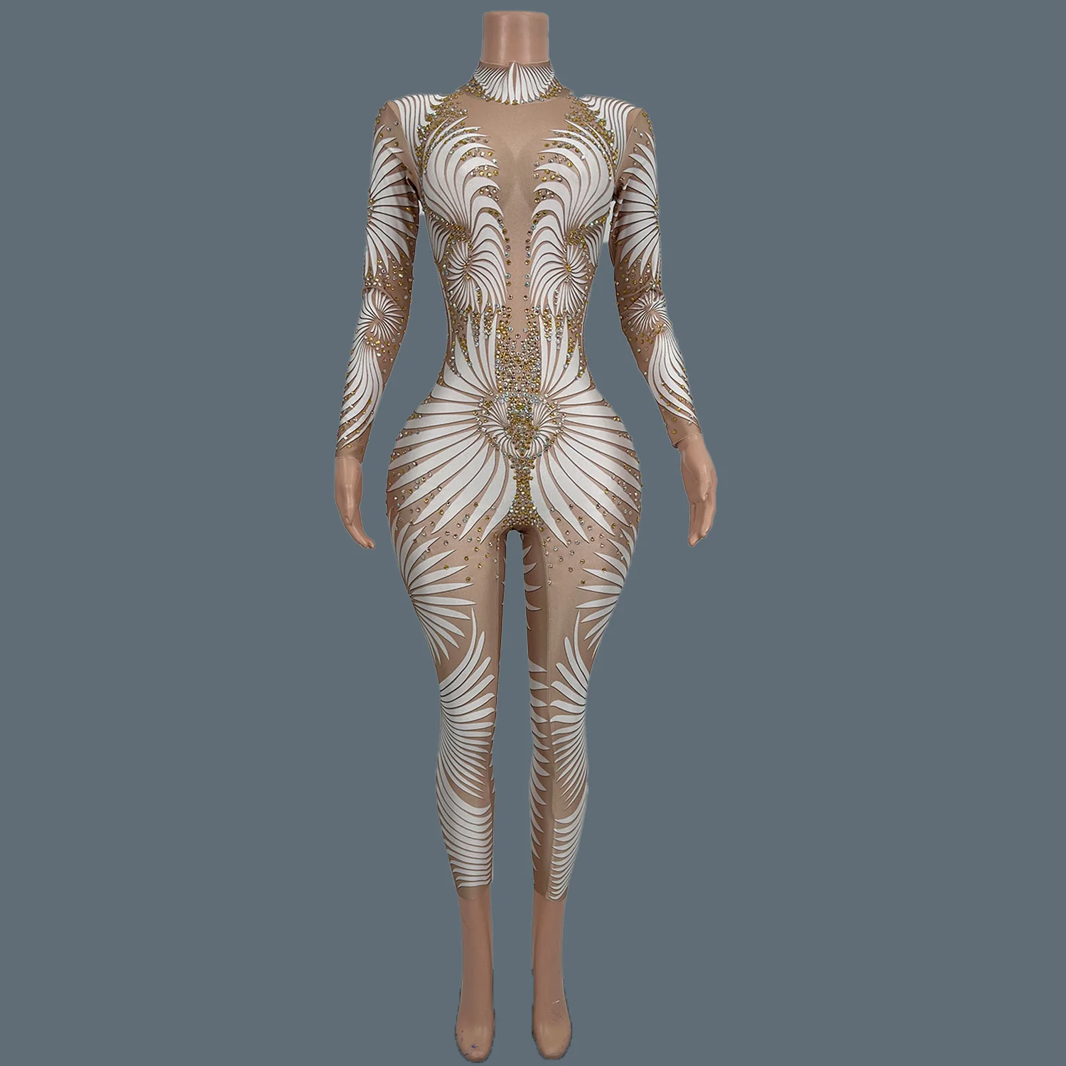 

Костюм для шоу девушки, наряд для вечеринки, концертный наряд, костюм для шоу на вечеринке, блестящий комбинезон со стразами и принтом для женщин, сексуальный бар G