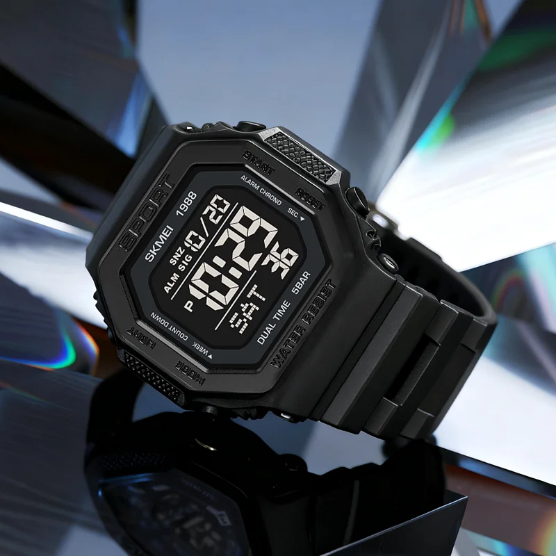 

SKMEI креативные спортивные цифровые часы с обратным отсчетом для мужчин и женщин, 5 бар, водонепроницаемые Chrono, военные электронные наручные часы Reloj Hombre