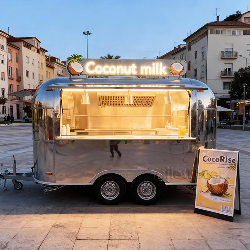 

Street Outdoor Fully Equipped Food Trailer Waffle Crepe Dessert Food Trailer Ice Cream Custom-Food-Trucks-Kenya-Sale Food Cart