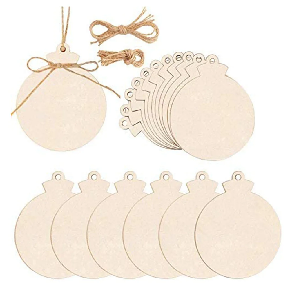 30pcs Wooden Round Bauble Hanging Christmas Tree Blank Decorations Gift Tag Shapes Wooden Christmas Ornament