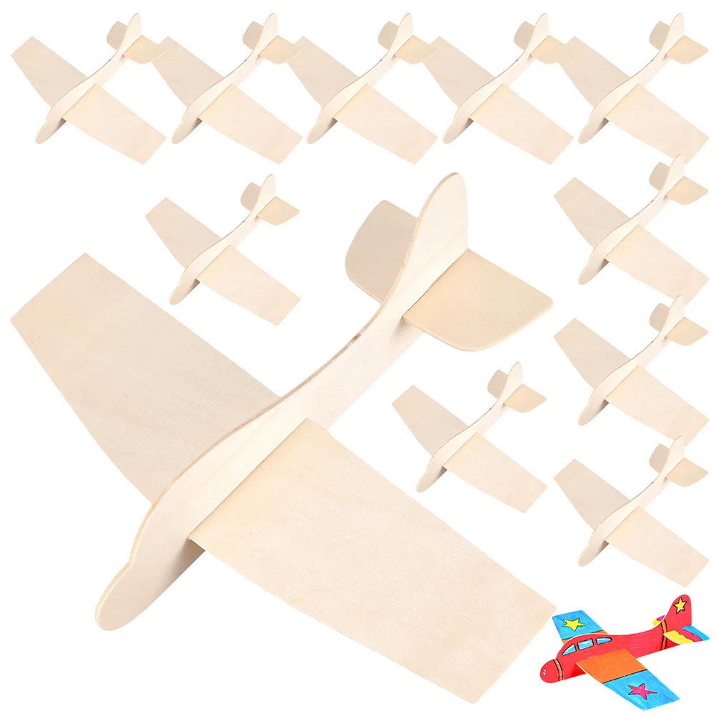 20 Pcs Blank Wood Aircraft Wooden Plane Airplane Puzzle Aldult Unfinished Ornament DIY Airplanes Child