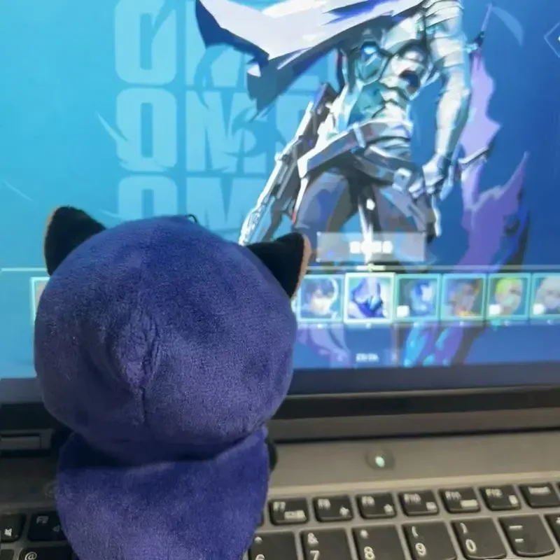 

Stuffed 10cm Game Anime Omen (Shadow Kitten) VALORANT Keychain Body Plush Doll Toy Soft Dress Up Cotton Kid Gift